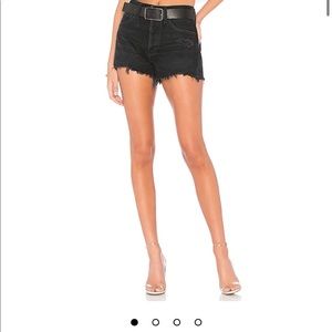 AGOLDE black denim cutoff shorts